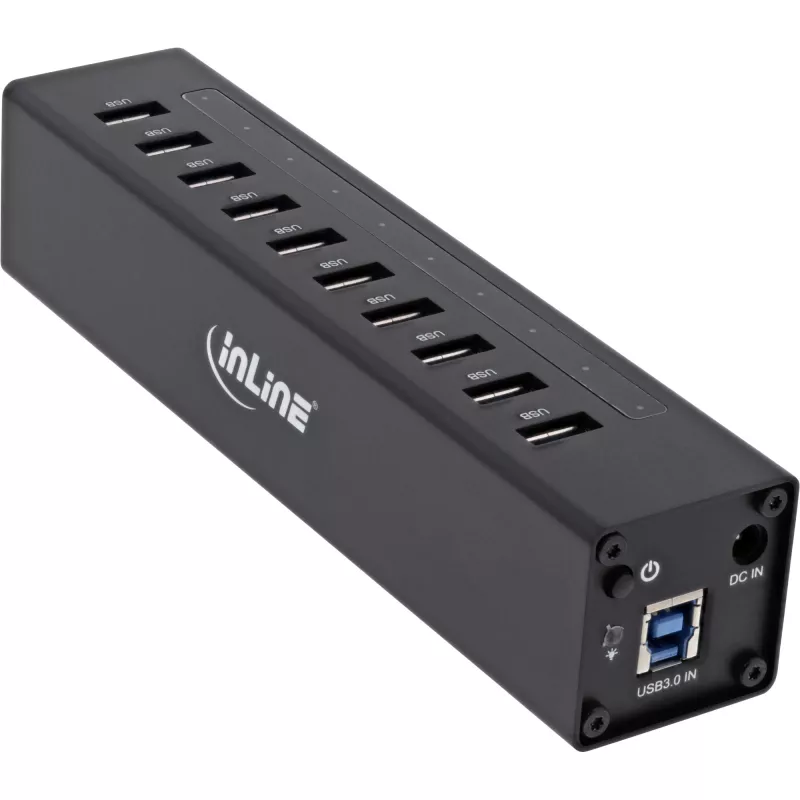 InLine USB 3.0 10 Port Hub Aluminium Case z zasilaczem 4A, czarny