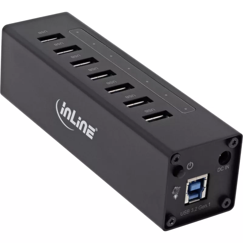 InLine USB 3.0 Hub, 7 port, aluminiowa obudowa, z zasilaczem 2,5A