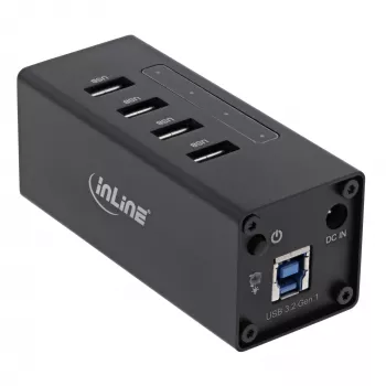 InLine USB 3.0 Hub, 4 porty, obudowa aluminiowa, z zasilaczem 2,5A
