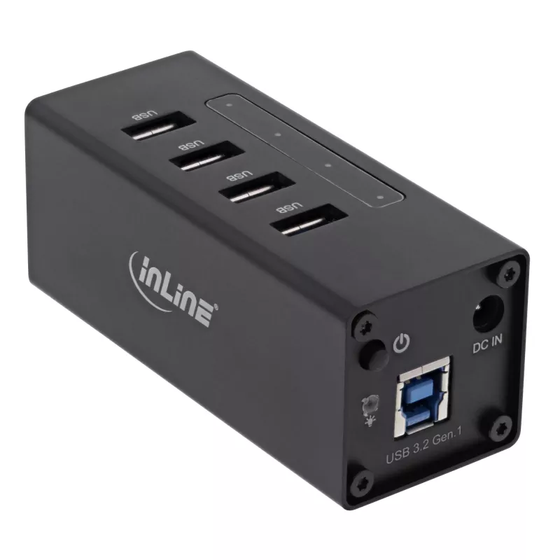 InLine USB 3.0 Hub, 4 porty, obudowa aluminiowa, z zasilaczem 2,5A