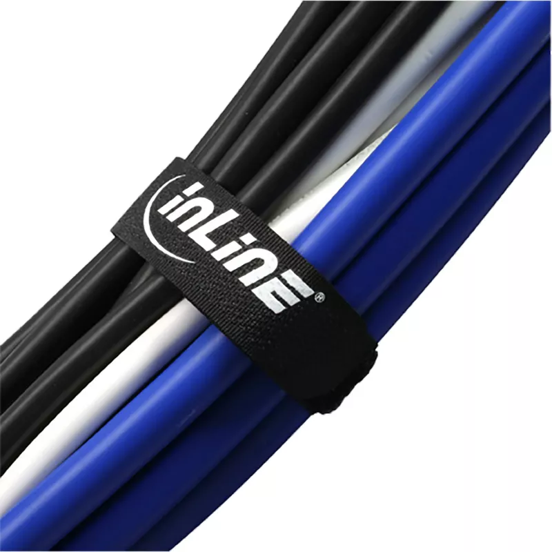 Rzepowe opaski kablowe InLine 20×300 mm, nylon, opakowanie 10 sztuk, czarny