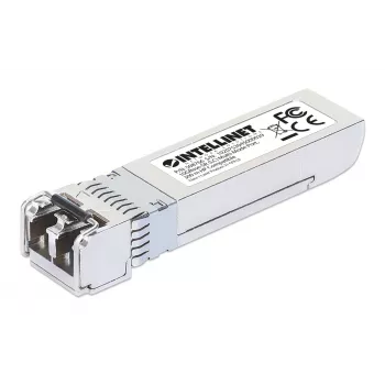 Intellinet Moduł nadawczo-odbiorczy optyczny, 10 Gigabit Fiber SFP+, 10GBase-SR (LC) port wielomodowy, 300m, długość fali 850nm, Ethernet, światłowód, kompatybilny z HPE, odpowiednik HPE J9150A / J9150D / JD092A / JD092B, trzyletnia gwarancja