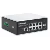 Intellinet Industrial 8-Port Gigabit Ethernet PoE+ Layer 2+ Web-Managed Switch z 2 portami SFP, zgodny z IEEE 802.3at/af (PoE+/PoE), budżet mocy PoE do 240 W, Layer 2+/Layer 3 Lite, obudowa metalowa IP30, sieć samonaprawiająca, Endspan, montaż na szynie D