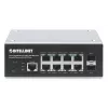 Intellinet Industrial 8-Port Gigabit Ethernet PoE+ Layer 2+ Web-Managed Switch z 2 portami SFP, zgodny z IEEE 802.3at/af (PoE+/PoE), budżet mocy PoE do 240 W, Layer 2+/Layer 3 Lite, obudowa metalowa IP30, sieć samonaprawiająca, Endspan, montaż na szynie D