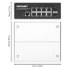Intellinet Industrial 8-Port Gigabit Ethernet PoE+ Layer 2+ Web-Managed Switch z 2 portami SFP, zgodny z IEEE 802.3at/af (PoE+/PoE), budżet mocy PoE do 240 W, Layer 2+/Layer 3 Lite, obudowa metalowa IP30, sieć samonaprawiająca, Endspan, montaż na szynie D