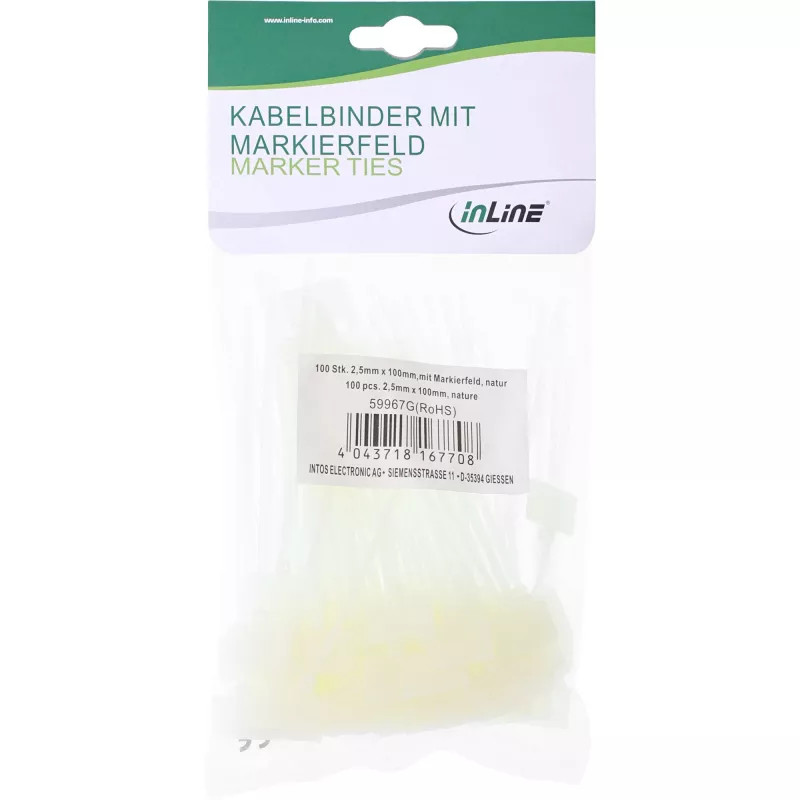 Opaski kablowe InLine z polem do opisu 200mm x 2,5mm 100 szt.