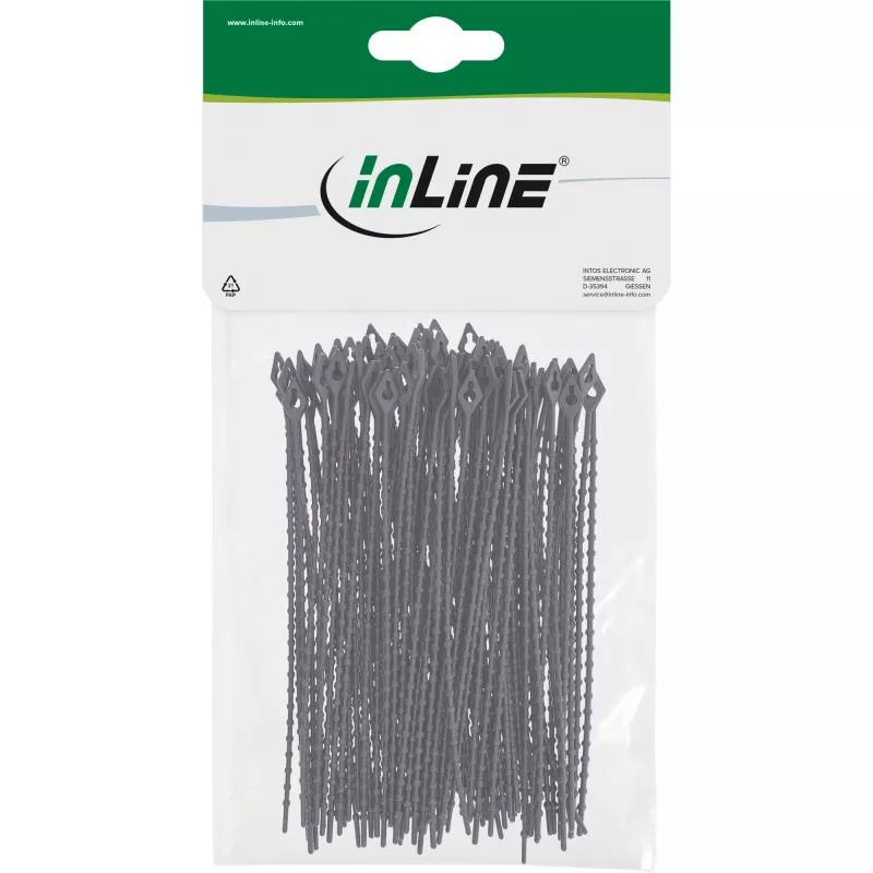 Taśmy zaciskowe InLine 150 mm czarne, opakowanie 100 szt. – paski mocujące do kabli