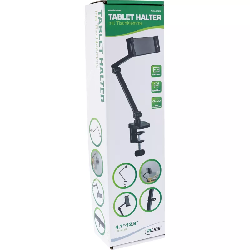 Uchwyt do tabletu InLine 55721S czarny zacisk do 12,9 cala