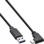 Kabel InLine USB 3.2, USB-C męski kątowy do USB-A męski, czarny, 1 m