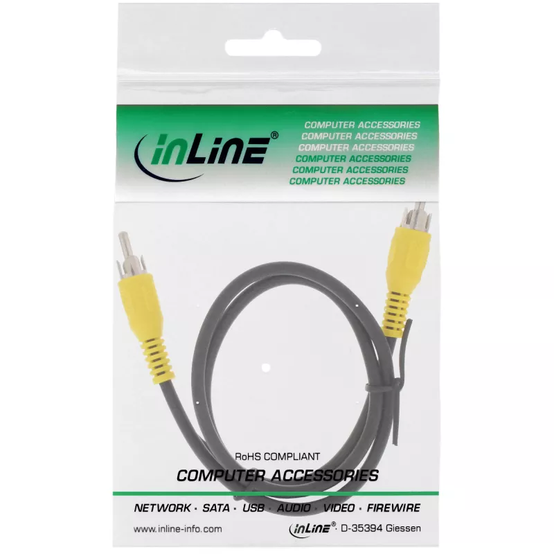 Kabel wideo InLine, 1x RCA M/M, żółte wtyki, 7 m