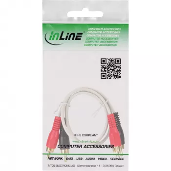 Kabel RCA InLine 2x RCA męski / męski pozłacany 0,5 m