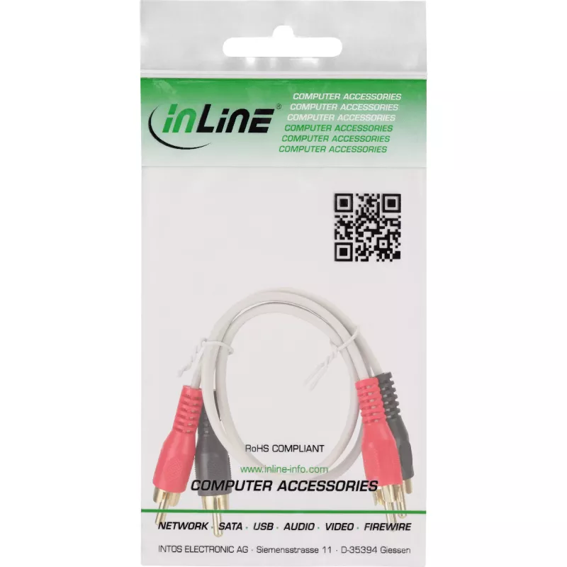 Kabel RCA InLine 2x RCA męski / męski pozłacany 0,5 m