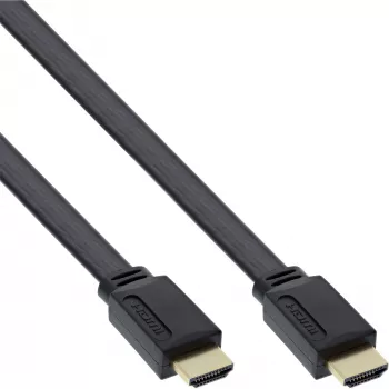 InLine HDMI płaski kabel High Speed kabel with Ethernet gold plated Czarny 1.5m