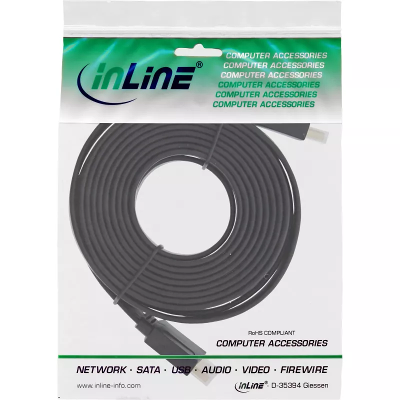 InLine HDMI płaski kabel High Speed kabel with Ethernet gold plated Czarny 1.5m