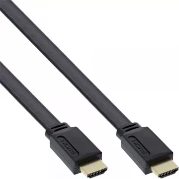 Płaski kabel HDMI InLine High Speed z Ethernetem, pozłacany, czarny, 0,5 m