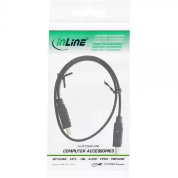 Płaski kabel HDMI InLine High Speed z Ethernetem, pozłacany, czarny, 0,5 m