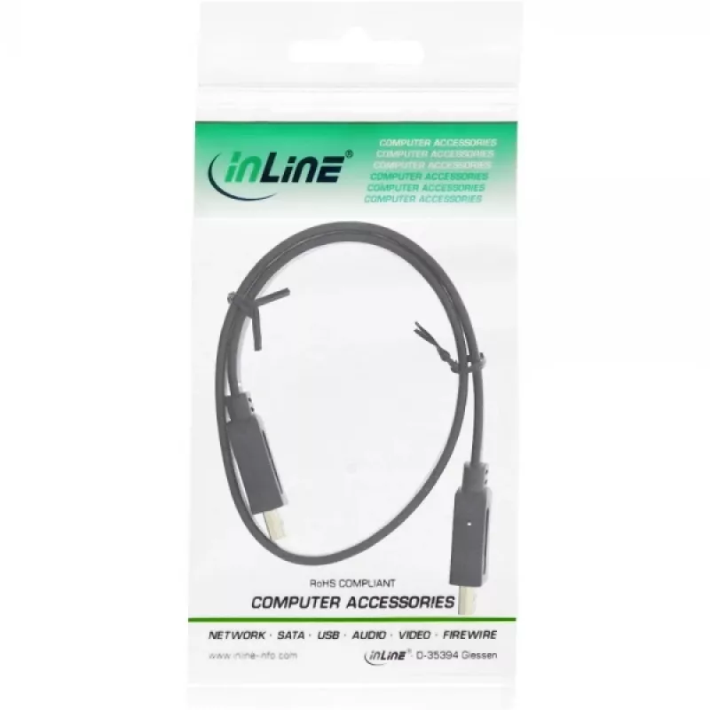 Płaski kabel HDMI InLine High Speed z Ethernetem, pozłacany, czarny, 0,5 m