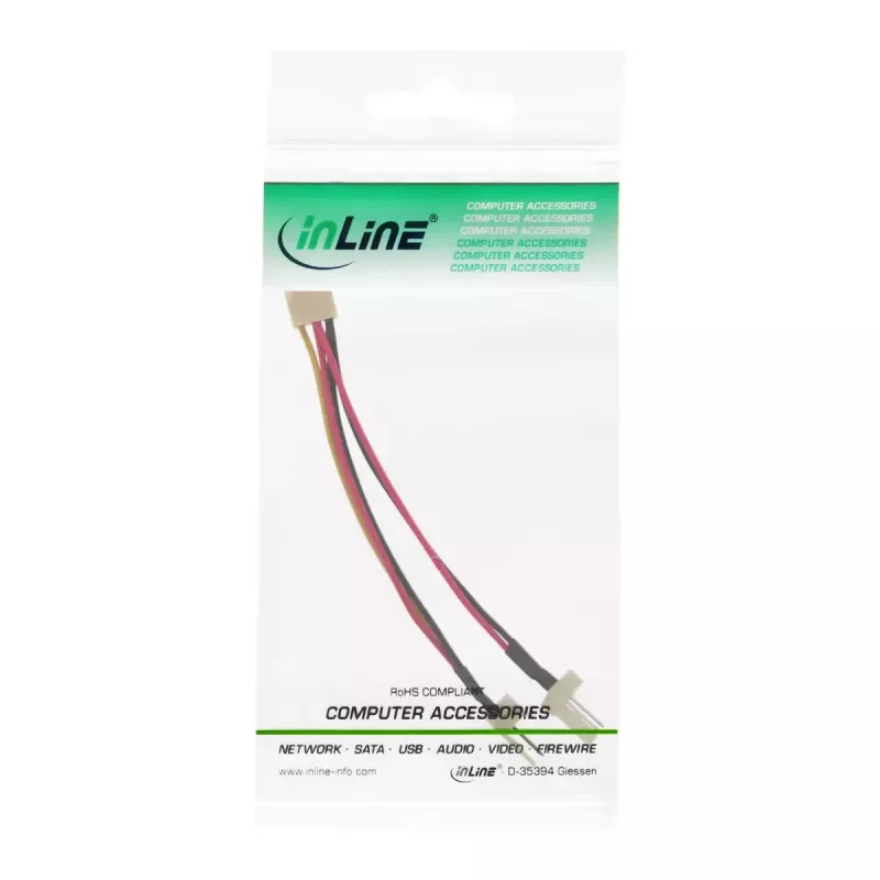 Kabel Y-adaptera do wentylatorów InLine 3-pin Molex żeński / 2x 3-pin Molex męski 100 szt.