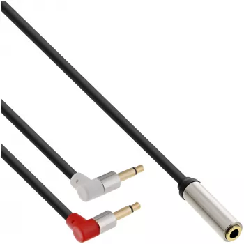 InLine cienki Audio kabel do siedzeń lotniczych 2x 3,5 mm M na 1x F, 1 m