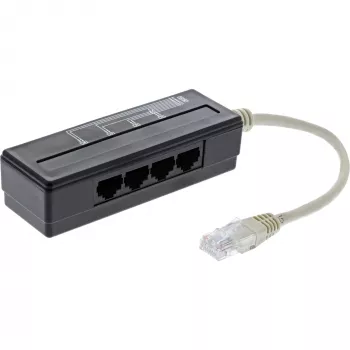 InLine 4-kierunkowy rozdzielacz portu telefonicznego, wtyk RJ45 do 4 gniazd RJ45, 0,15 m