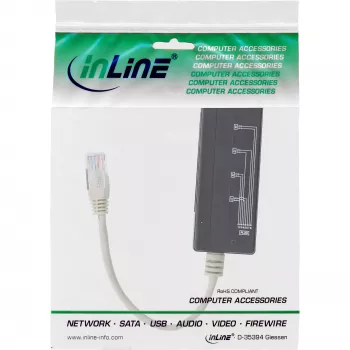 InLine 4-kierunkowy rozdzielacz portu telefonicznego, wtyk RJ45 do 4 gniazd RJ45, 0,15 m