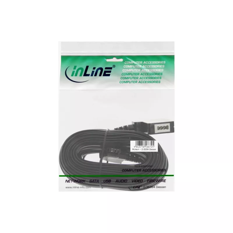 Telefonowy kabel przedłużający InLine TAE-F 15 m czarny