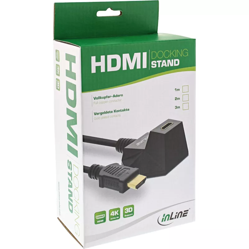 InLine HDMI Station, przewód HS HDMI z Ethernetem, M/Ż, czarny, złote styki, 5m