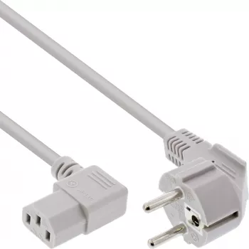 InLine kabel zasilający, CEE 7/7 kątowy / 3-pin IEC C13 kątowy, szary, 0,5 m