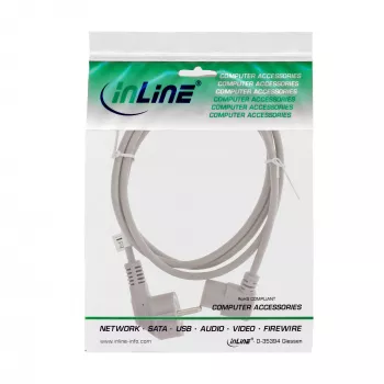 InLine kabel zasilający, CEE 7/7 kątowy / 3-pin IEC C13 kątowy, szary, 0,5 m
