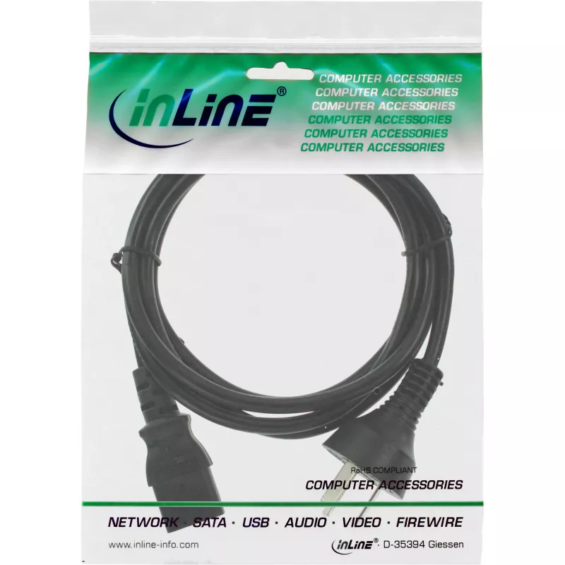 Kabel zasilający InLine, wtyczka męska China / 3-pin IEC C13 męski, 0,5 m