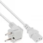 Kabel zasilający InLine, kątowy CEE 7/7 / wtyk męski 3-pin IEC C13, biały, 0,5m