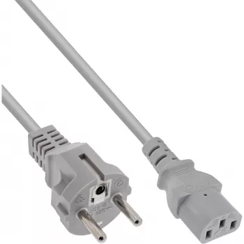 Kabel zasilający InLine, CEE 7/7 prosty / 3-styk. IEC C13 męski, szary, 1,8 m