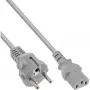 InLine kabel zasilający, CEE 7/7 prosty / 3-pin IEC C13 męski, szary, 1 m