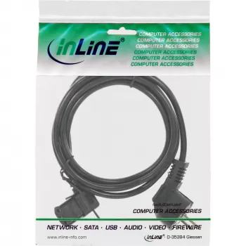 InLine Kabel zasilający, CEE 7/7 kątowy / 3-stykowy IEC C13 lewy kątowy, czarny, 5m