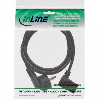 Kabel zasilający InLine, CEE 7/7 kątowy / 3-styk. IEC C13 męski kątowy, 5m