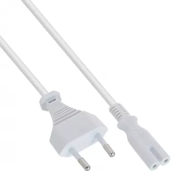 Kabel zasilający InLine, wtyk Euro / wtyk Euro8, biały, 0,5 m