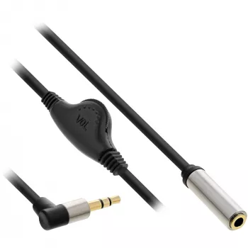 InLine cienki Audio kabel 3.5mm M kątowy / F, with volume control 0.25m