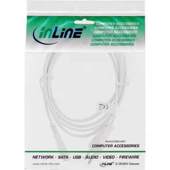 Kabel zasilający InLine, Euro męski / Euro8 męski, biały, 3,0m