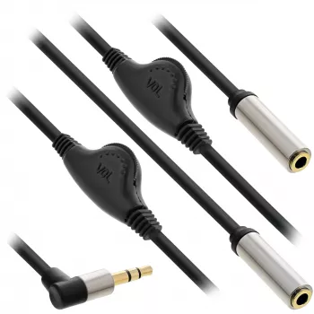 InLine cienki Audio Y-Cable 3.5mm M / 2x F, with volume control 0.25m