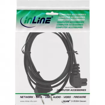 Kabel zasilający InLine, Euro męski / Euro8 męski kątowy, czarny, 0,5 m