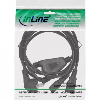 Kabel Y InLine 1x CEE 7/7 kątowa / 2x 3-stykowe wtyczki IEC C13 męskie, 5 m