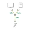 Kabel Y zasilający InLine 1x CEE 7/7 kątowy / 2x 3-pin IEC C13 męski, 1m
