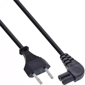 Kabel zasilający InLine, wtyk Euro / wtyk Euro8 kątowy, czarny, 3m