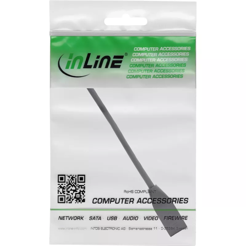 InLine RJ45 interface protection Cat.6A S/FTP, RJ45 M/F, Czarny, 0.2m