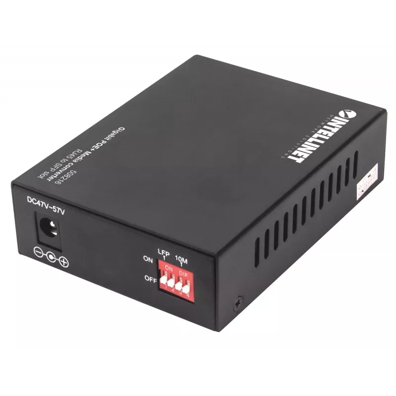 Intellinet Gigabit PoE+ Media Converter, 1 x 1000Base-T RJ45 Port na 1 x port SFP, PoE+ Injector