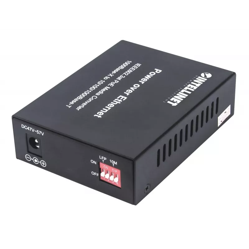 Intellinet Gigabit PoE+ Media Converter, 1 x 1000Base-T RJ45 Port na 1 x port SFP, PoE+ Injector