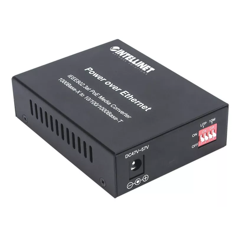 Intellinet Gigabit PoE+ Media Converter, 1 x 1000Base-T RJ45 Port na 1 x port SFP, PoE+ Injector