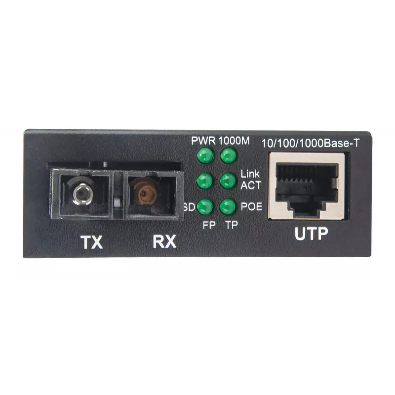 Intellinet Gigabit PoE+ Media Converter, port 1000Base-T RJ45 do 1000Base-LX (SC) jednomodowy, 20 km, wstrzykiwacz PoE+
