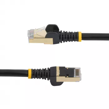 StarTech.com Kabel Ethernet CAT6a 1 m — 10 Gigabit ekranowana wtyczka RJ45 Snagless 100 W PoE — kabel krosowy 10GbE STP z odciążeniem — czarny, testowany indywidualnie/okablowanie z certyfikatem UL/TIA