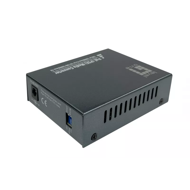 LevelOne RJ45 do SC Gigabitowy konwerter mediów, PoE PSE, światłowód wielomodowy, 0,5 km